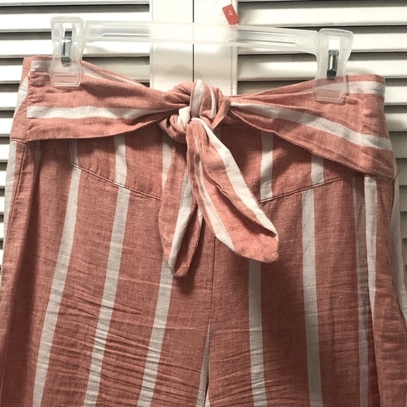 Striped peach linen blend pants size 6 - Picture 2 of 8